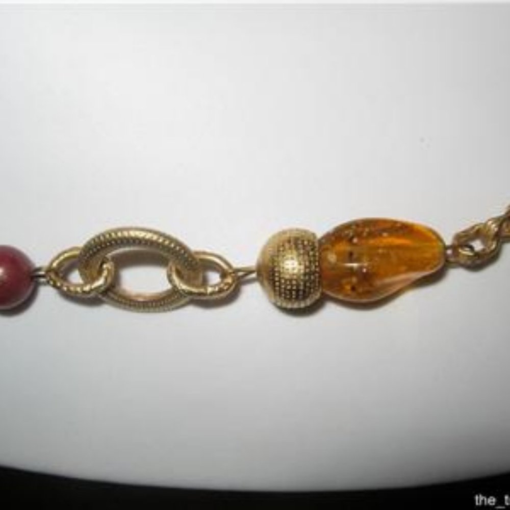 30" Gold Ring Open Link Chain Necklace~Carved Brow - Picture 2 of 5